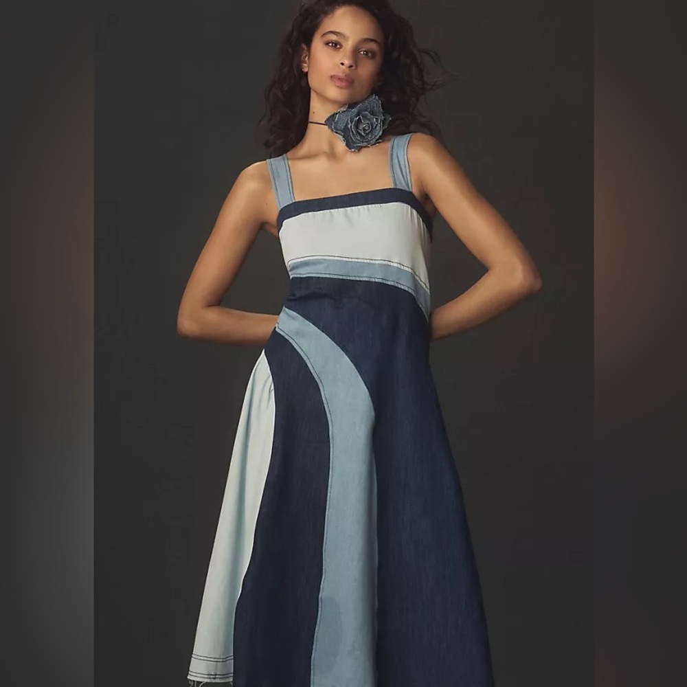 Pilcro Anthropologie Denim A line dress EUC XXS 2 4